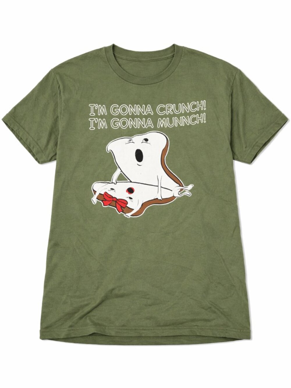 Funny Dog Meme Graphic T-Shirt Olive Green Novelty Cartoon Men's